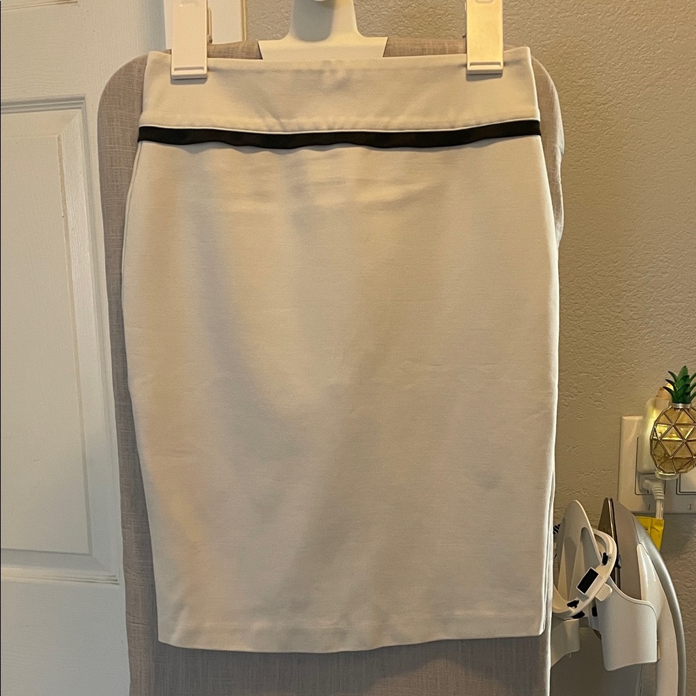 Armani Exchange Cream Pencil Skirt with Black Detail